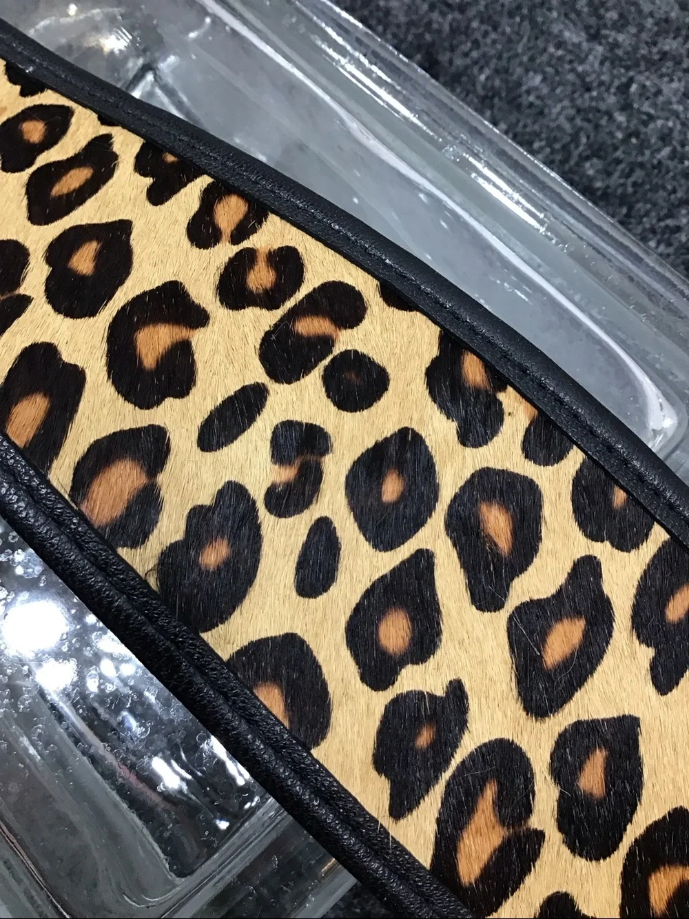 Chico's Leopard Print Wide Waist Belt with Gold Interlocking Buckle M